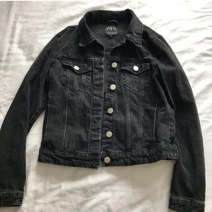 Zara Black Denim Jean Jacket Size Medium